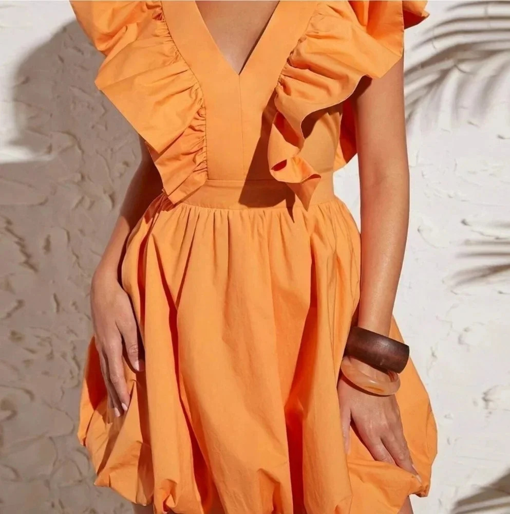 Ruffle Trim Bubble Hem Dress - Picture 5 of 5